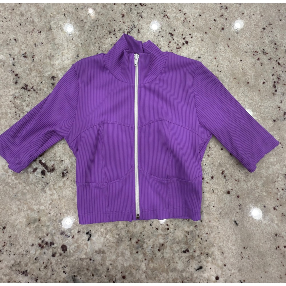 Year of Ours Purple Ribbed Zip Front Top Size S Cropped